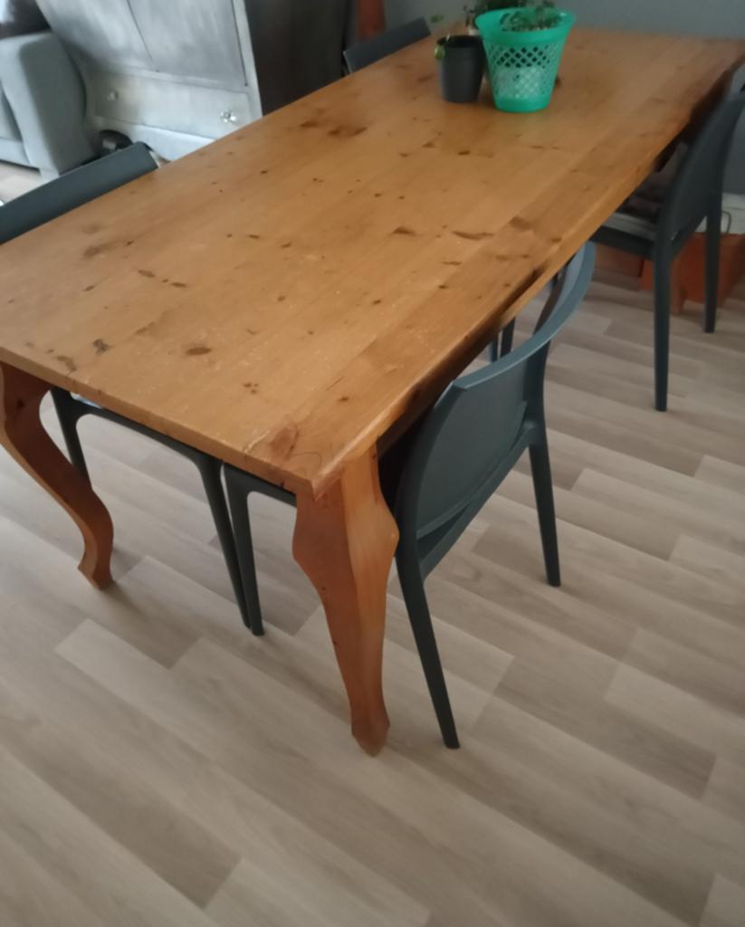 Eettafel van grenen met laatje, Huis en Inrichting, Tafels | Eettafels, Ophalen of Verzenden, Gebruikt, Rechthoekig, 50 tot 100 cm
