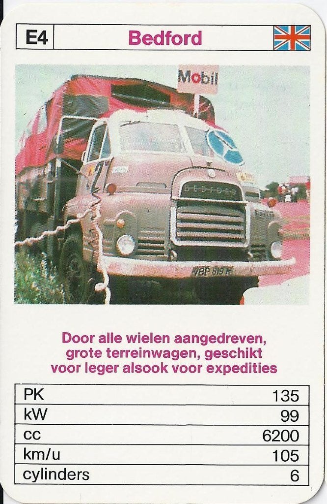 Kw1935 autokaartje e4 terreinwagen bedford, Ophalen of Verzenden, Zo goed als nieuw, Auto's