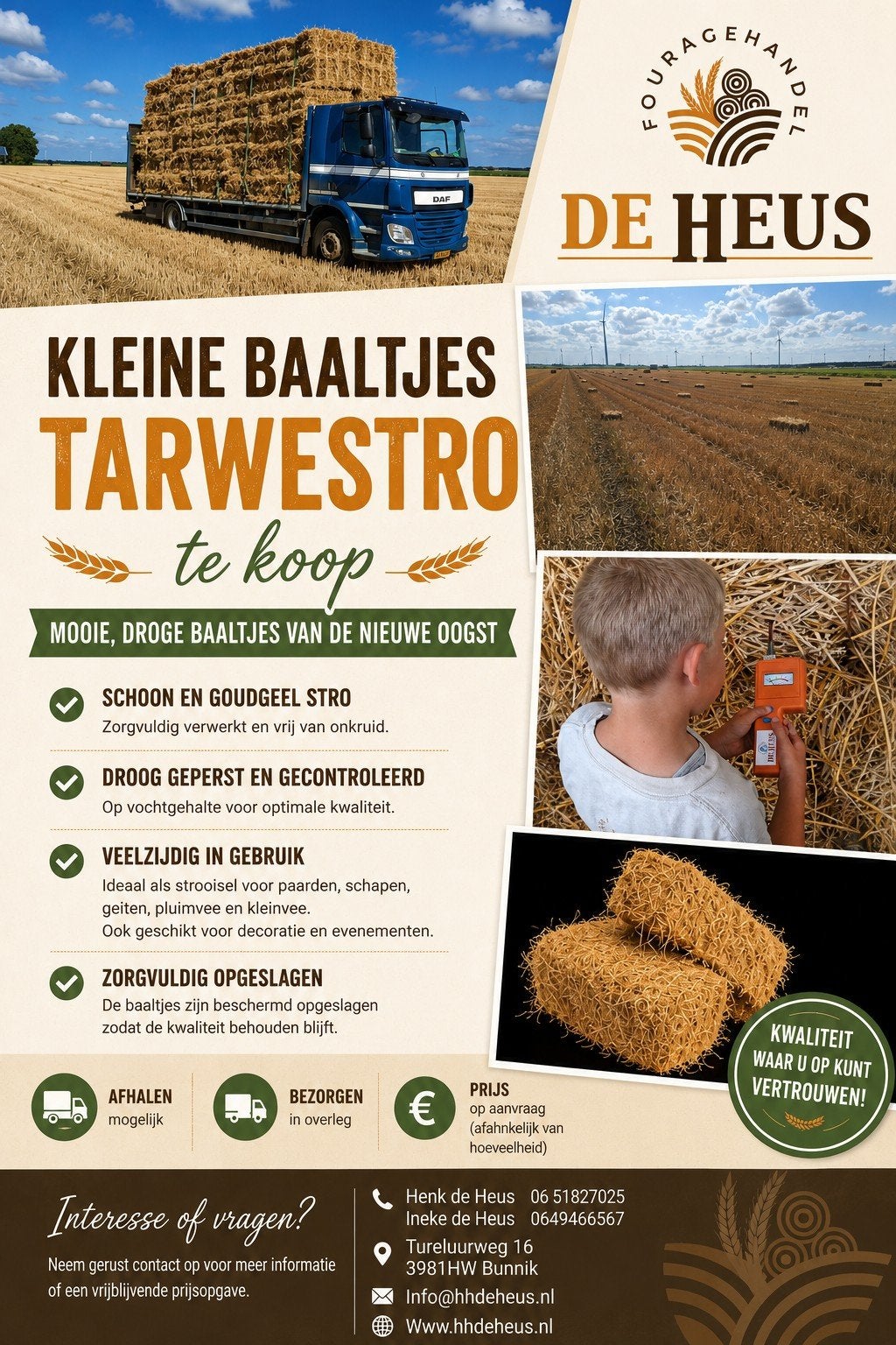 Kleine baaltjes tarwe  stro, Ophalen of Verzenden, Vee