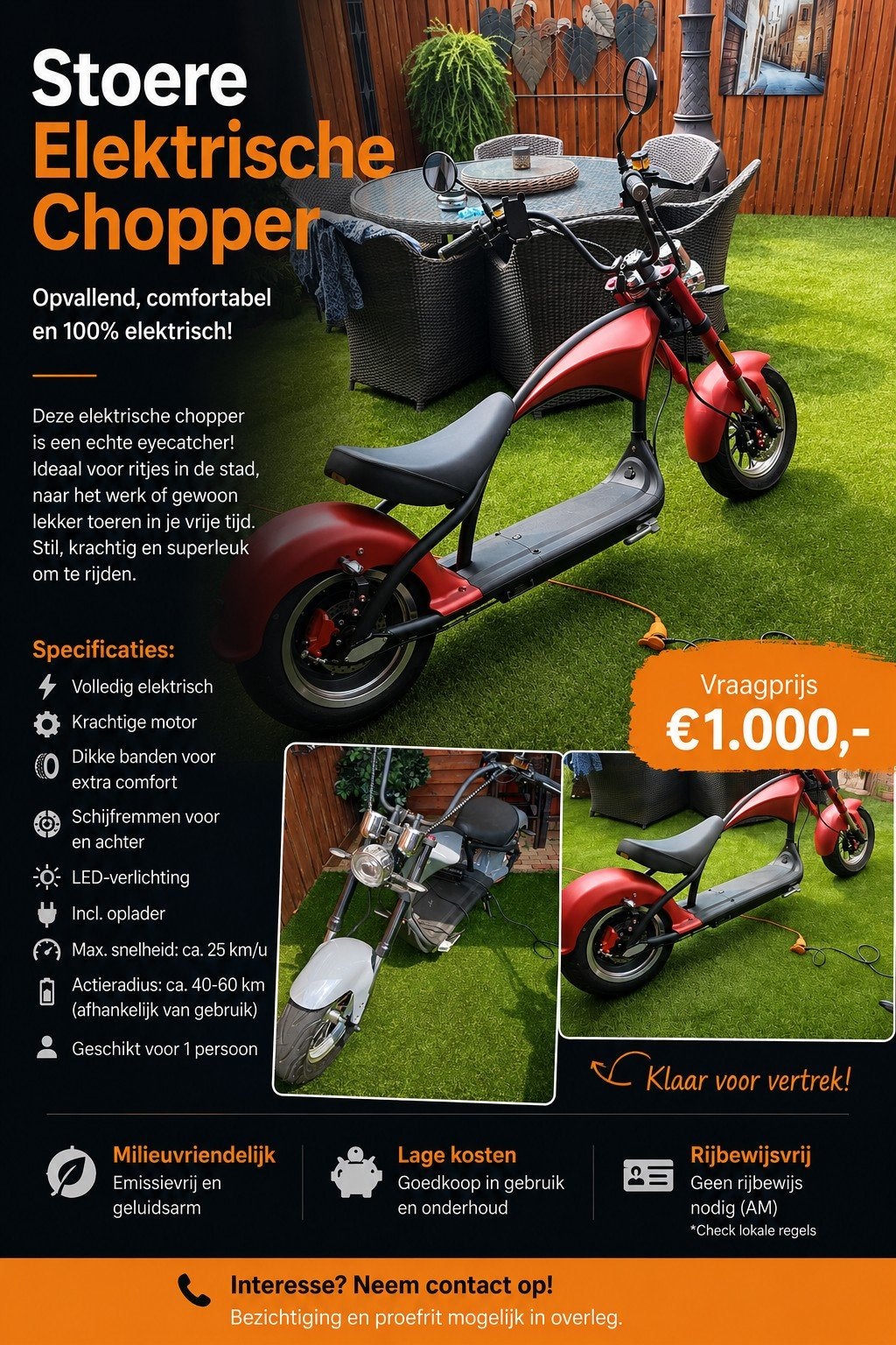 te koop 2 nieuwe E choppers mangosteen  samen 1600 euro vast, Fietsen en Brommers, Ophalen, Maximaal 45 km/u, Elektrisch, Nieuw