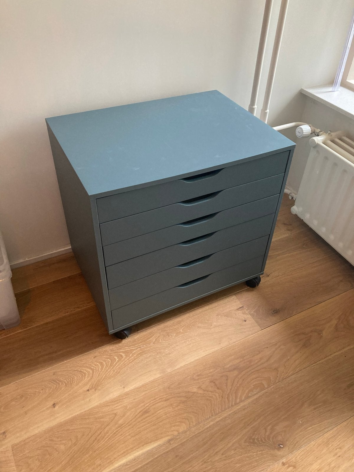 Ikea Alex ladeblok op wielen - Blauwgrijs 67x66, Ophalen, Overige materialen, Gebruikt, 5 laden of meer