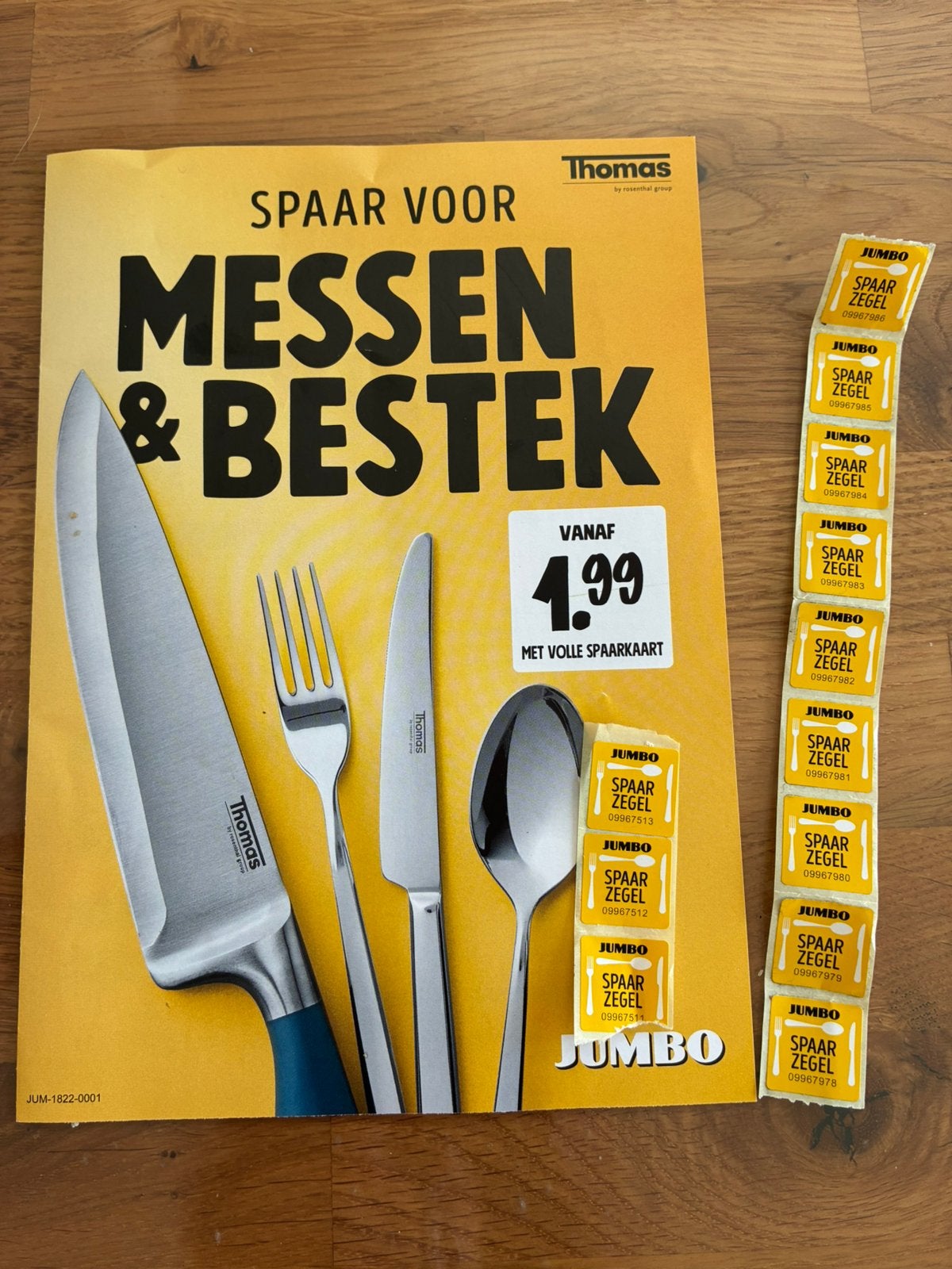Jumbo messen & bestek zegels 12 stuks, Jumbo, Ophalen of Verzenden