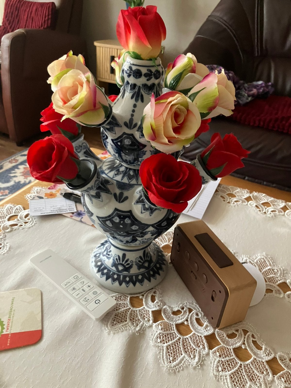 Delfsblauw tulpenvaasje, Ophalen of Verzenden, Zo goed als nieuw