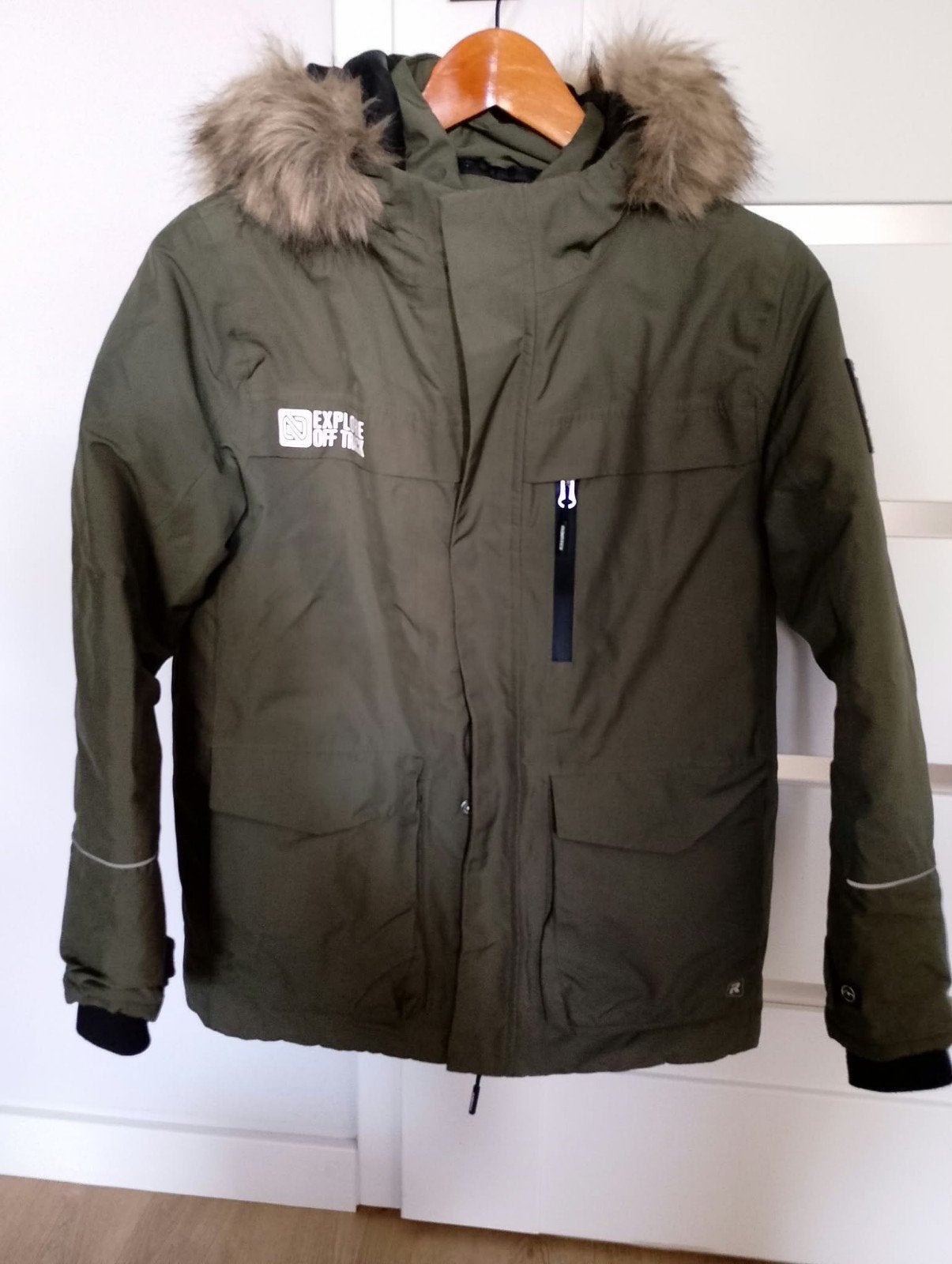 Raintex winterjas met bontkraag - Zo goed als nieuw Mt152, Kleding | Dames, Ophalen of Verzenden, Zo goed als nieuw, Groen, Raintex