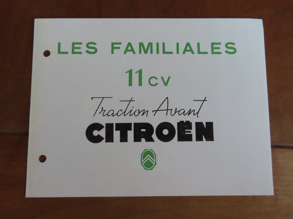 Compacte folder Citroen Tractiona Avant 11 Familiale 1953, Ophalen of Verzenden, Zo goed als nieuw, Citroën, Citroën