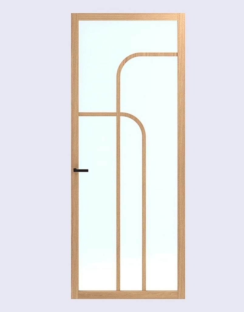 Moderne binnendeur met glas en houten frame, Ophalen of Verzenden