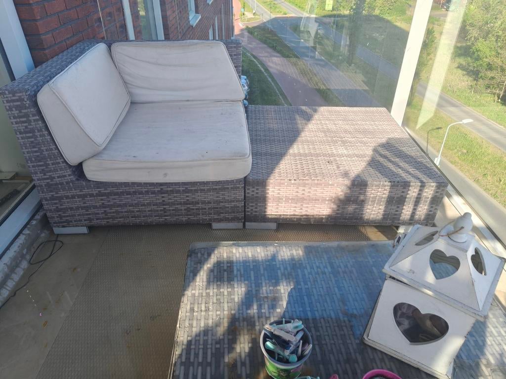 Compacte Wicker Balkonset - Ideaal voor Kleinere Ruimtes, 2 zitplaatsen, Gebruikt, Bank, Ophalen of Verzenden