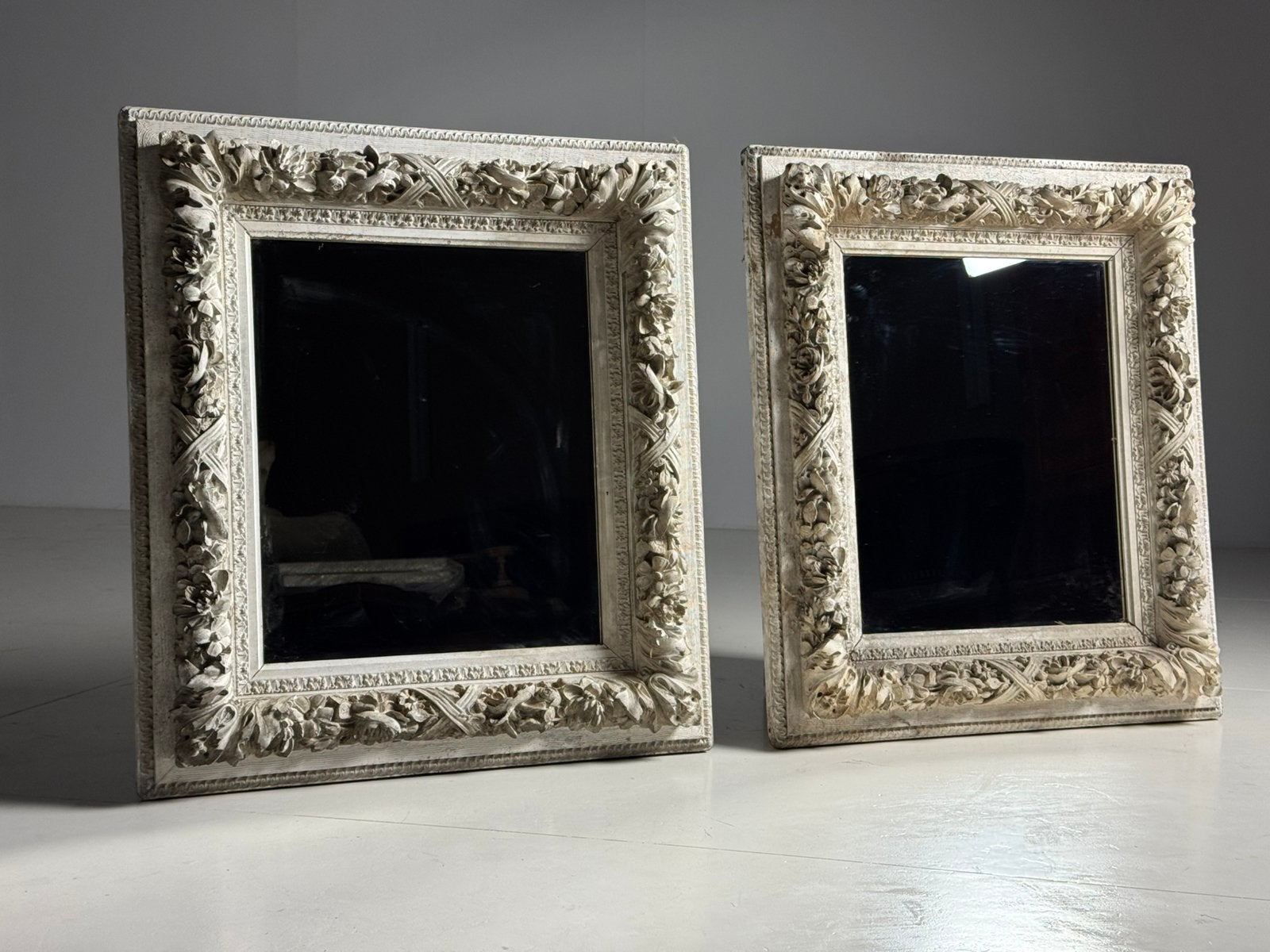 Set van 3 Franse spiegels wit