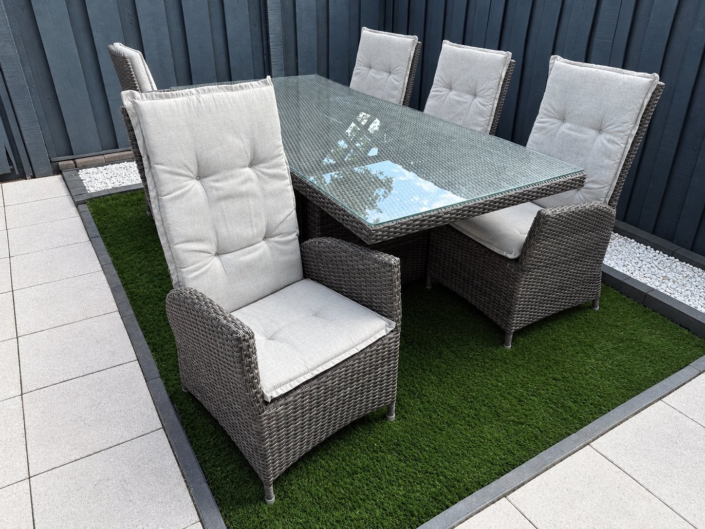 Prachtige 6-persoons wicker tuinset verstelbare rugleuningen, Ophalen, 6 zitplaatsen, Zo goed als nieuw, Wicker