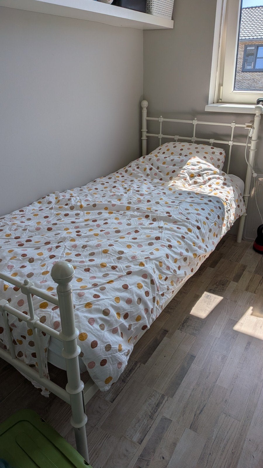 Wit metalen eenpersoonsbed 90 x 200 cm, Ophalen, 90 cm, Eenpersoons, Wit