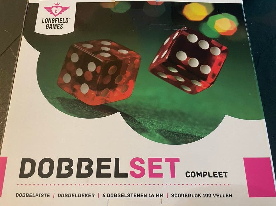 Dobbelset Compleet met Dobbelbeker en Scoreblok, Een of twee spelers, Ophalen, Zo goed als nieuw