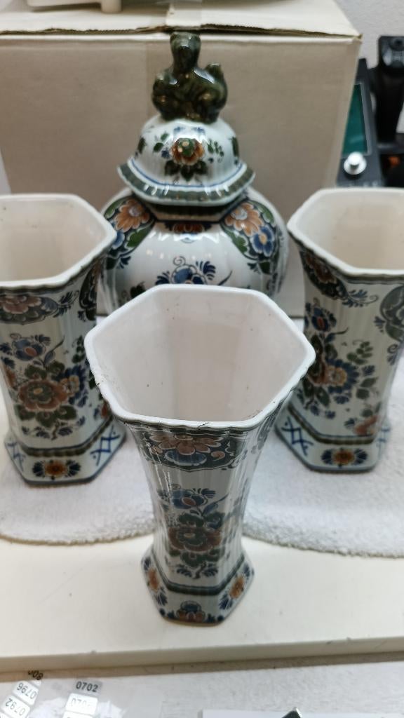 Delfts polychroom vazenset 4-delig, Ophalen of Verzenden