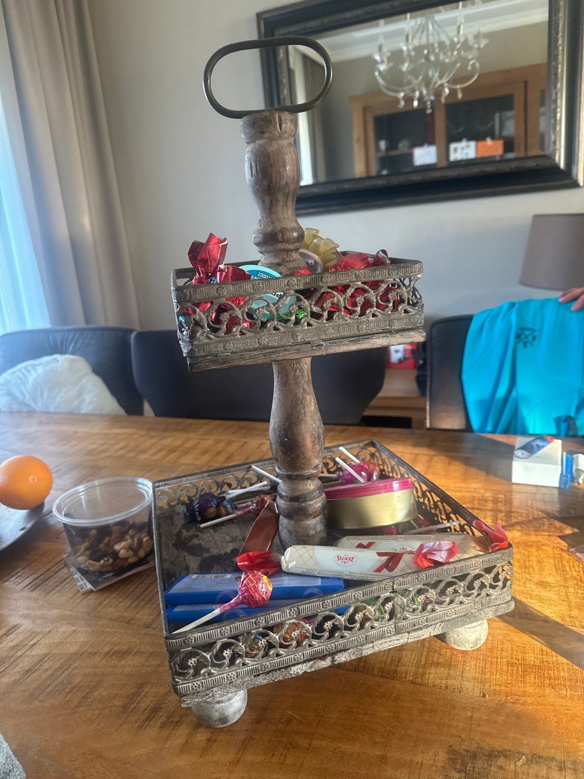 Antieke fruitmand / etagere met 2 lagen, Ophalen