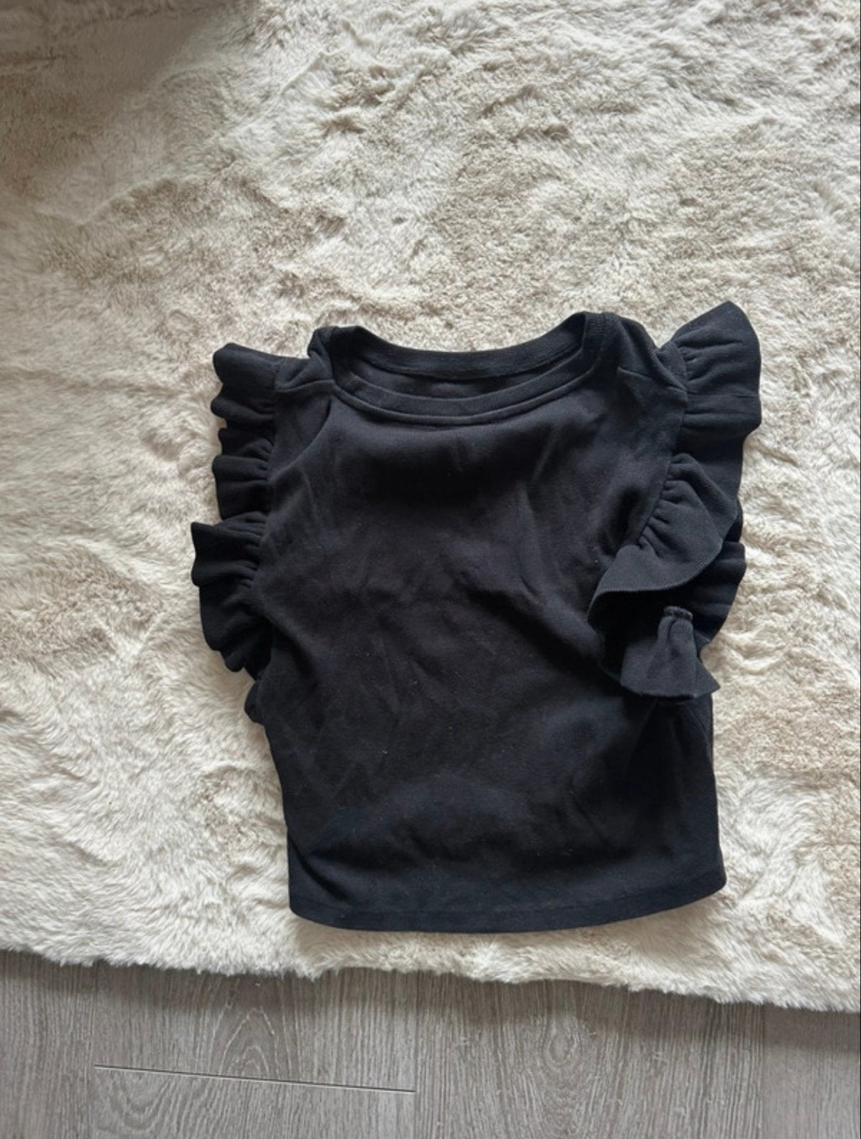 Zwarte Zara top met ruffle mouwen - Maat M, Maat 38/40 (M), Verzenden, Zwart, Korte mouw