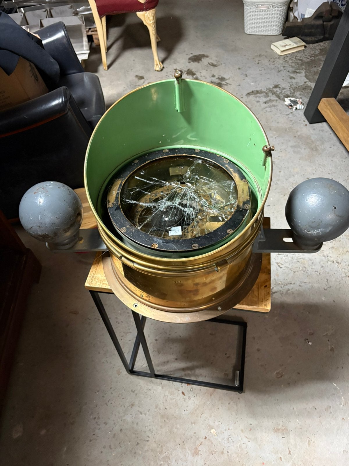 Antiek Messing Scheepskompas – W. HartmannHamburg(Binnacle), Ophalen, Zo goed als nieuw