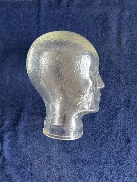 Vintage transparant glazen etalagehoofd, Ophalen, Huis en Inrichting