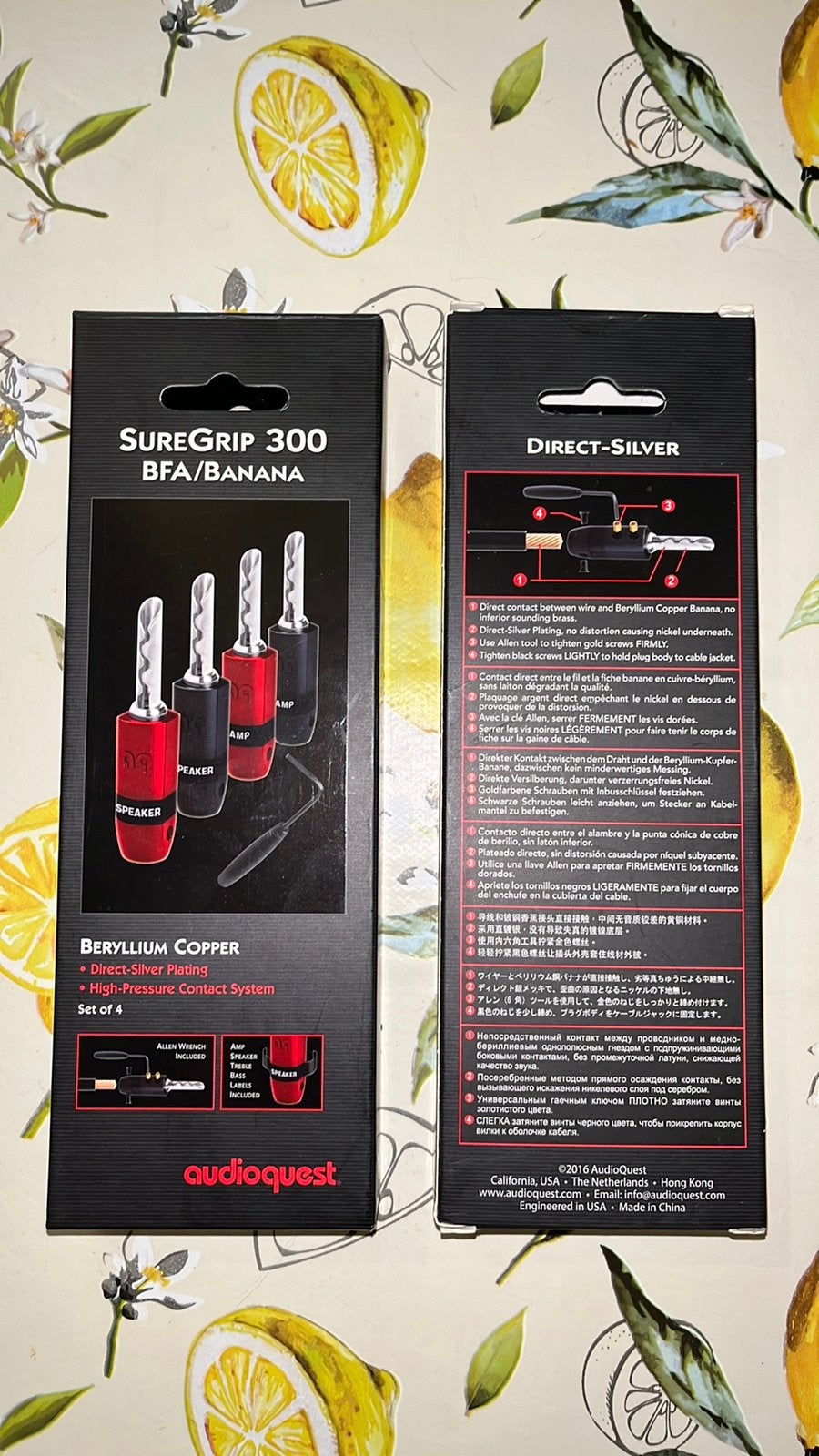 AudioQuest Suregrip 300 silver 8 stuks incl OVP, Ophalen of Verzenden, Zo goed als nieuw, Minder dan 2 meter, Luidsprekerkabel