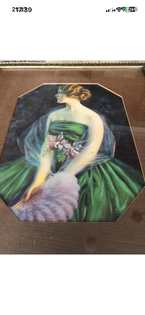 Vintage damesportret-sfeervolle wanddecoratie, Ophalen of Verzenden, Gebruikt