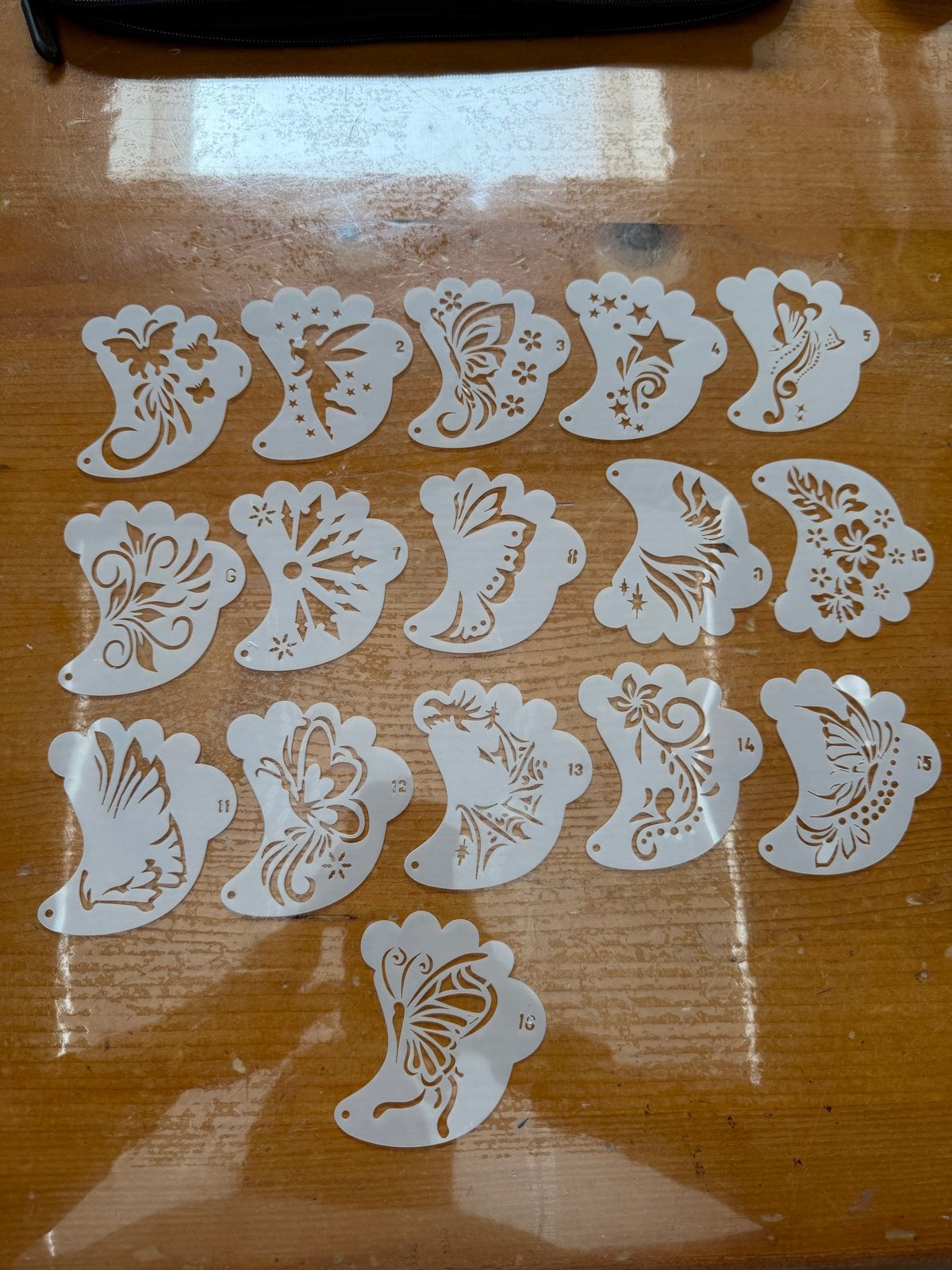 Schmink/Glittertattoo Sjablonen Set - Diverse Ontwerpen, Gebruikt, Dieren, Ophalen of Verzenden, Kunststof