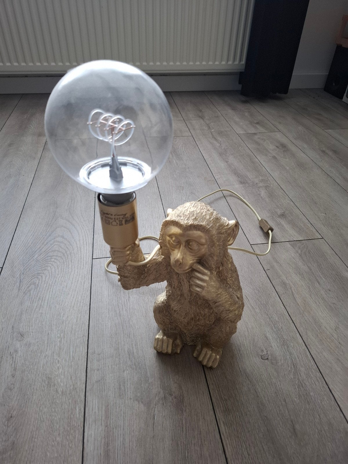 Gouden Aap Lamp met Edison Lamp - Unieke Sfeerverlichting, Met schakelaar, Overige merken, Kunststof, Zo goed als nieuw