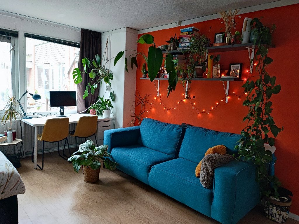 Blauwe bank, Ophalen, Gebruikt, 75 tot 100 cm, Rechte bank