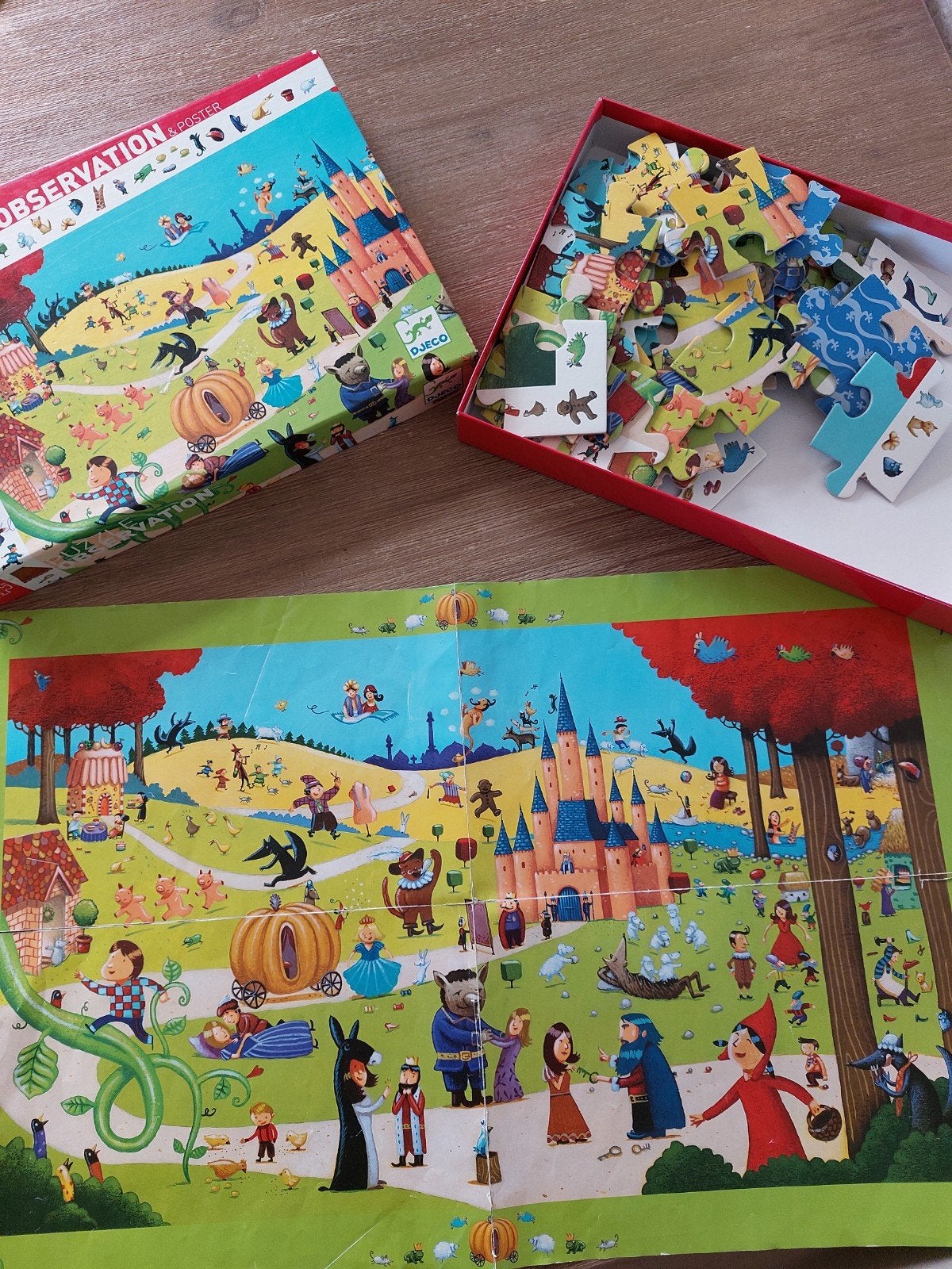 Djeco Observatie Puzzel & Poster - Sprookjesland 54 stukjes, Ophalen, Meer dan 50 stukjes, Gebruikt, 4 tot 6 jaar