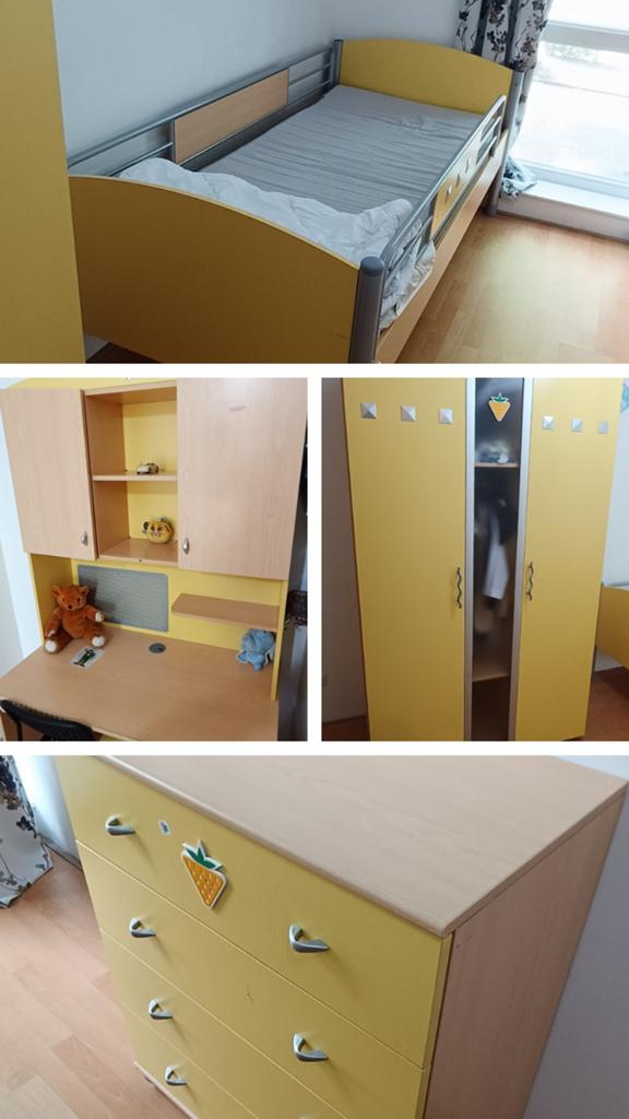 Complete Kinderslaapkamer Set - Geel/Beukenhout, Kinderen en Baby's, Kinderkamer | Complete kinderkamers, Ophalen of Verzenden