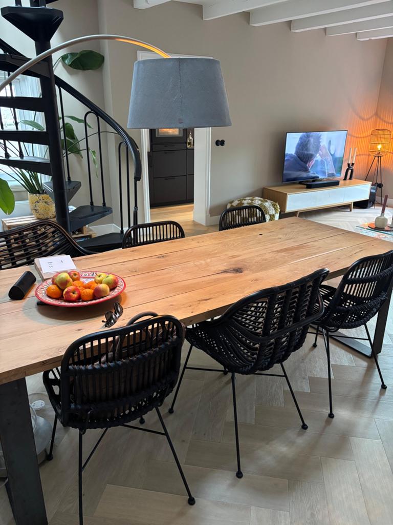 Mooie eetkamerstoelen van Leen Bakker, Ophalen of Verzenden, Zo goed als nieuw, Zwart, Riet of Rotan