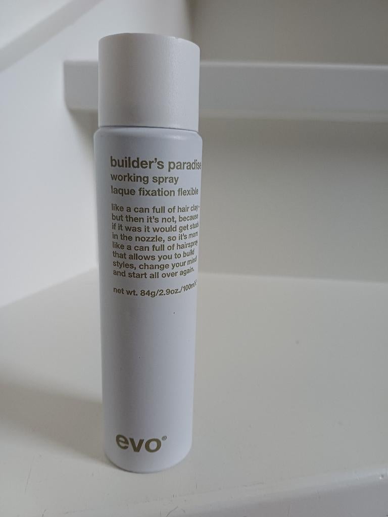 EVO BUILDER'S PARADISE WORKING SPRAY 100ML NIEUW, Ophalen of Verzenden, Nieuw, Gel, Wax, Haarlak of Mousse