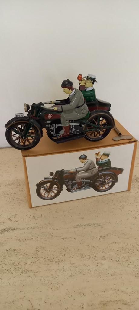 Vintage Opwindbaar Speelgoed Motor met Zijspan, Ophalen of Verzenden