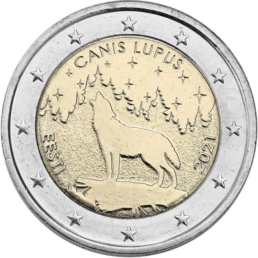2 euro Estland 2021 - Nationaal dier de Wolf (UNC), Ophalen of Verzenden, Estland, 2 euro, Losse munt