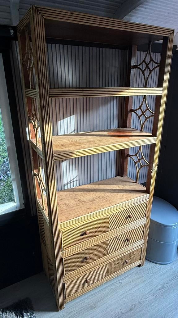 Vintage bamboe/rotan kast met lades, Ophalen