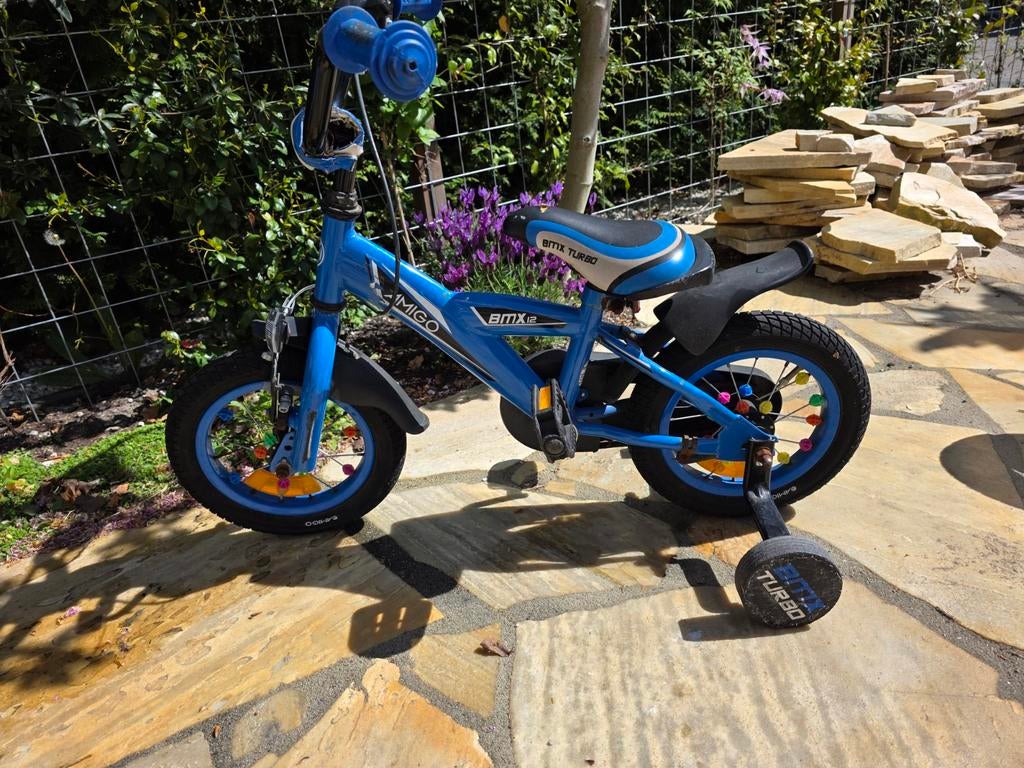 Kinderfietsje BMX 12 inch met zijwieltjes, Fietsen en Brommers, Fietsen | Kinderfietsjes, Gebruikt, Minder dan 16 inch, Zijwieltjes
