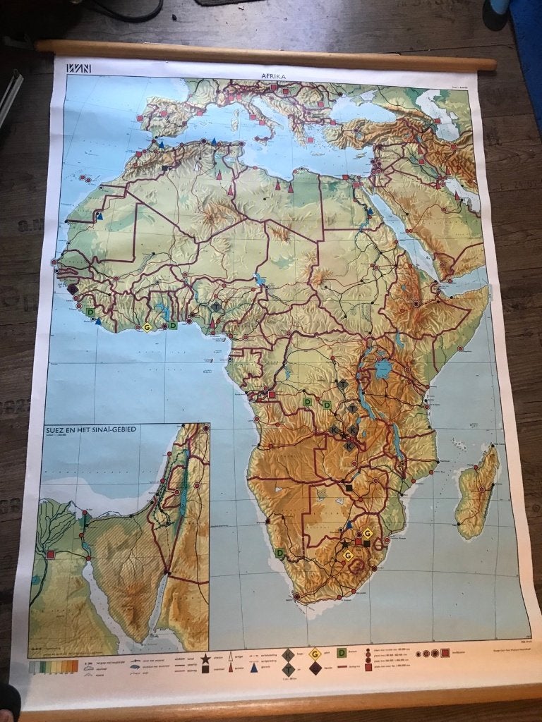 schoolkaart afrika, Antiek en Kunst, Antiek | Schoolplaten, Ophalen, Aardrijkskunde