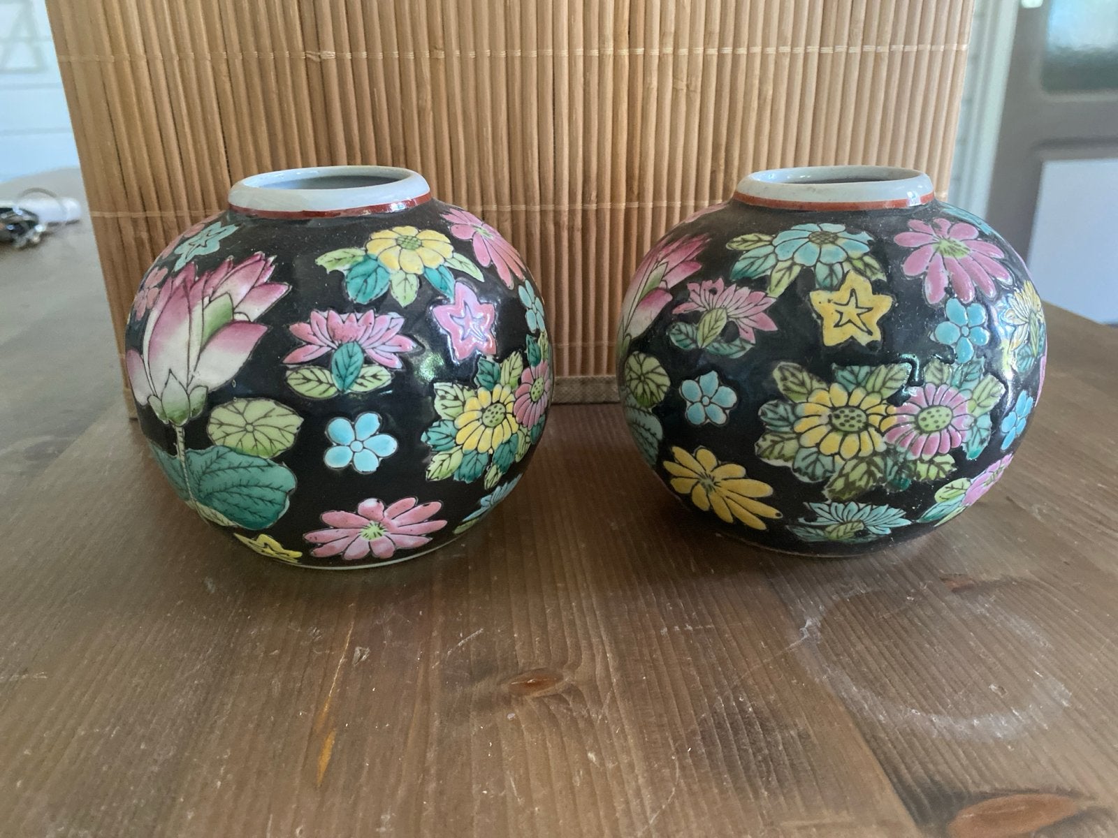 Set van 6 Vintage Chinese Bloemen Vazen, Antiek en Kunst, Ophalen of Verzenden