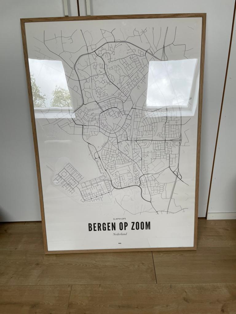 Stadskaart Bergen op Zoom, Ophalen, Zo goed als nieuw, Hout, Minder dan 50 cm