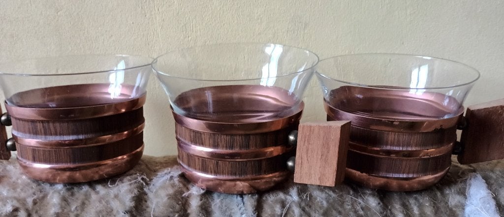 Vintage Theeglashouders 3x houder plus 3x glas, Ophalen of Verzenden