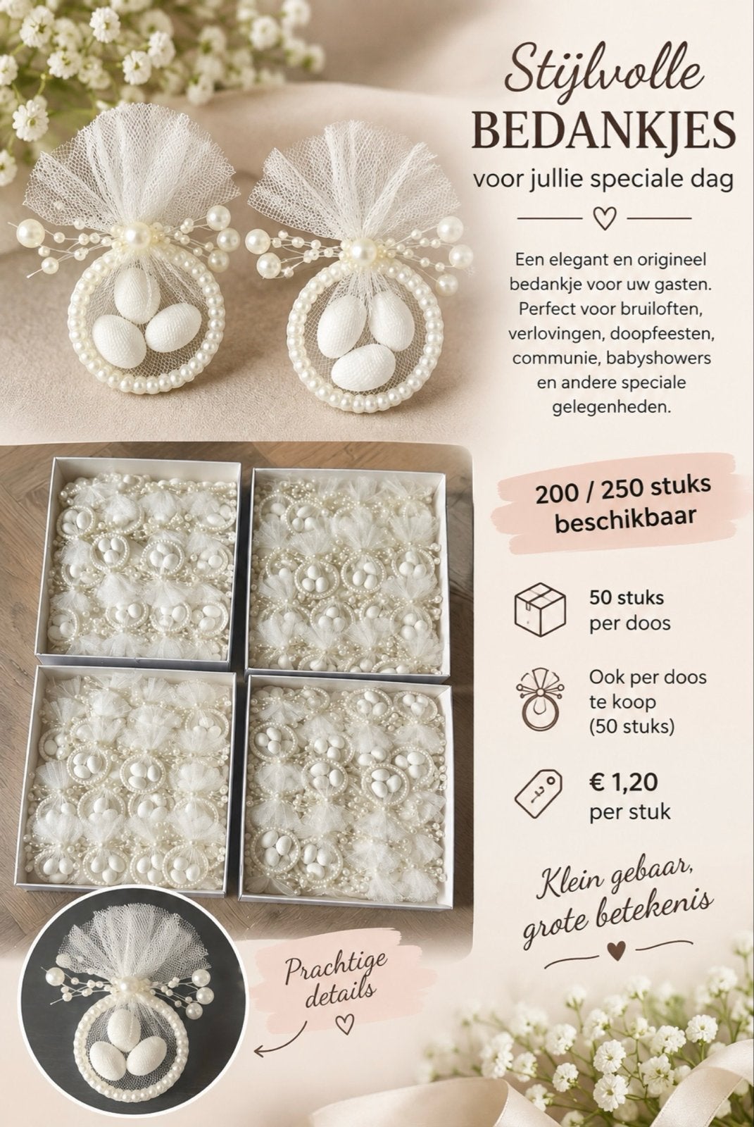 Stijlvolle Bedankjes voor Speciale Gelegenheden, Ophalen, Nieuw, Feestartikel, Geboorte of Huwelijk