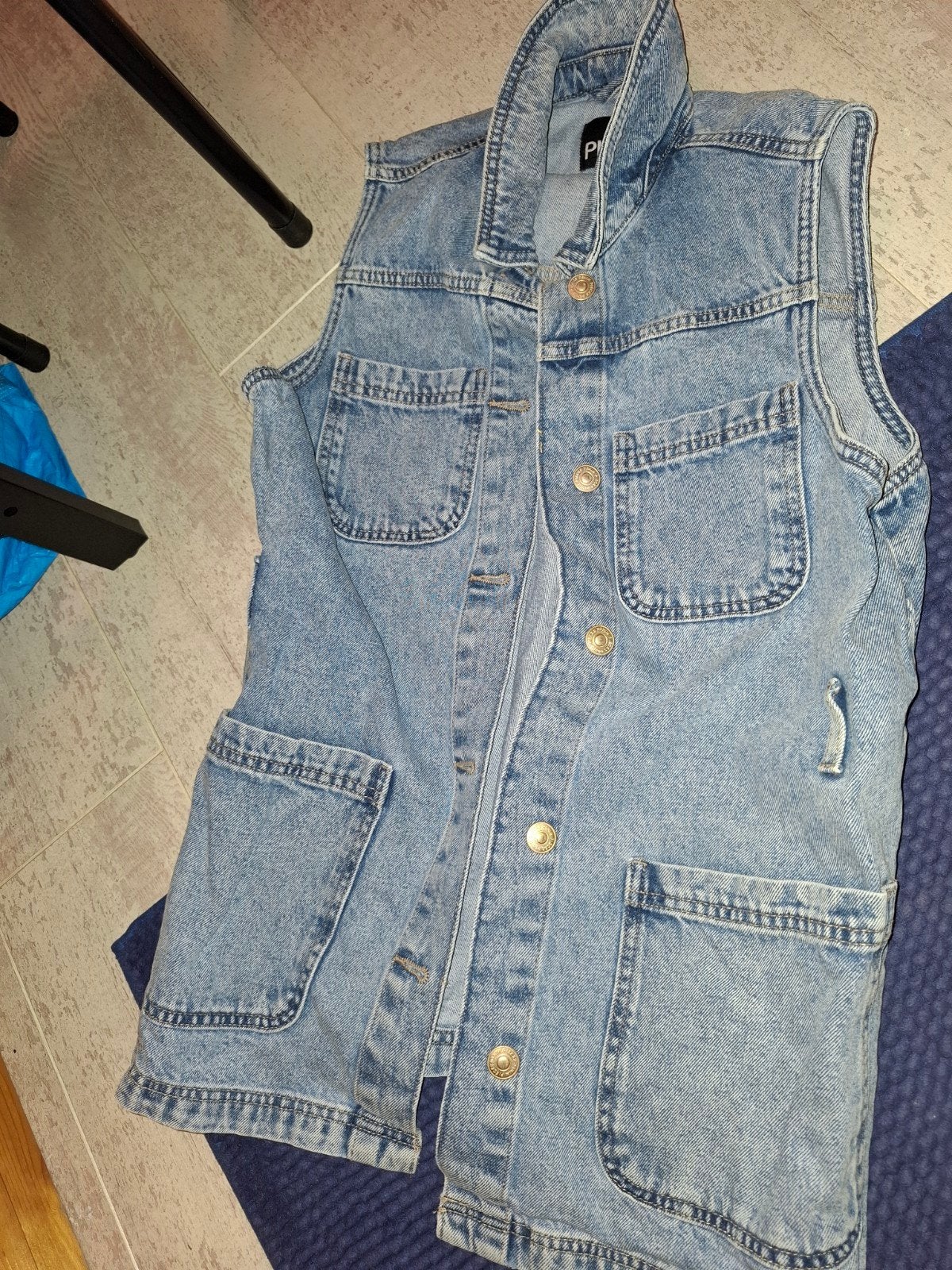 Pieces denim Gilet, Ophalen of Verzenden, Zo goed als nieuw, Maat 34 (XS) of kleiner, Blauw
