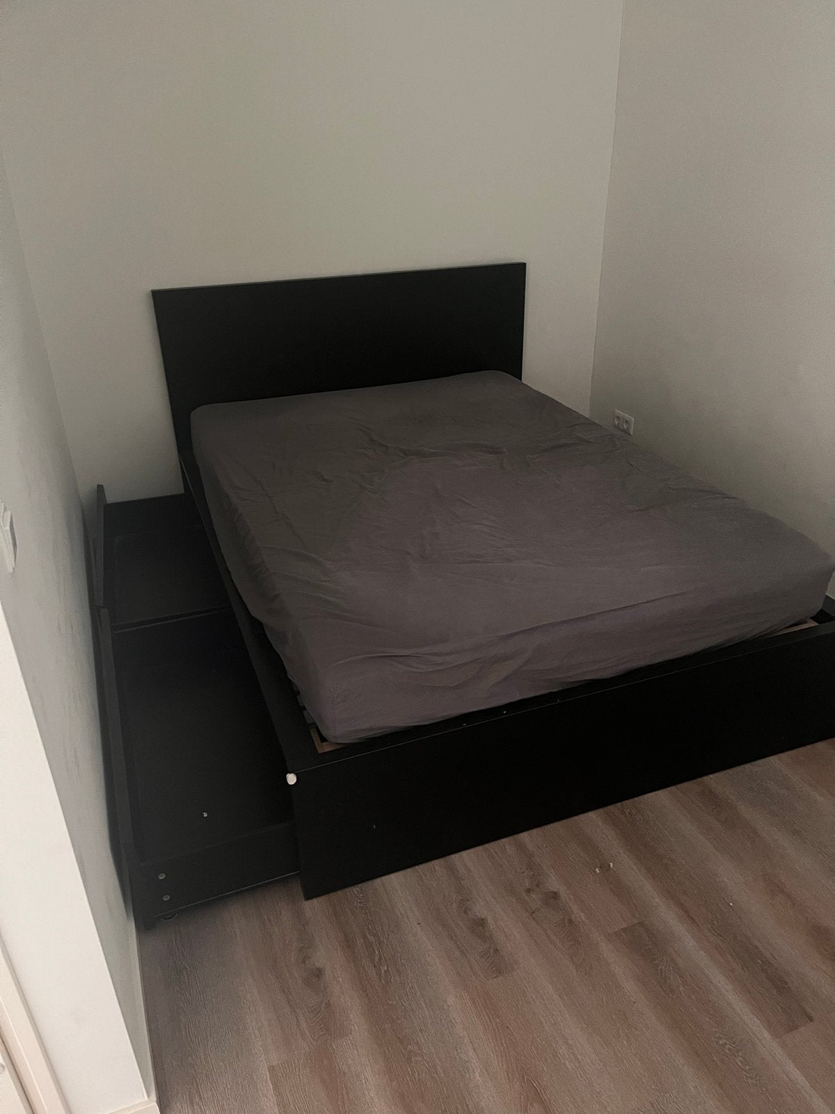 IKEA MALM bed 140x200 met lades en lattenbodem, Huis en Inrichting, Slaapkamer | Bedden, Ophalen, Gebruikt, Zwart, Tweepersoons