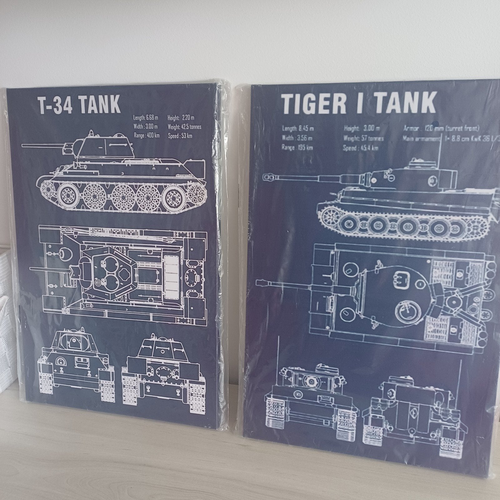 Tiger 1 en T-34 tank canvas prints, Ophalen of Verzenden