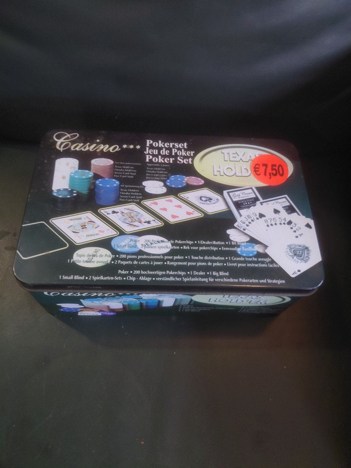 Casino Poker Set Texas Hold'em met Chips en Kaarten, Ophalen, Zo goed als nieuw