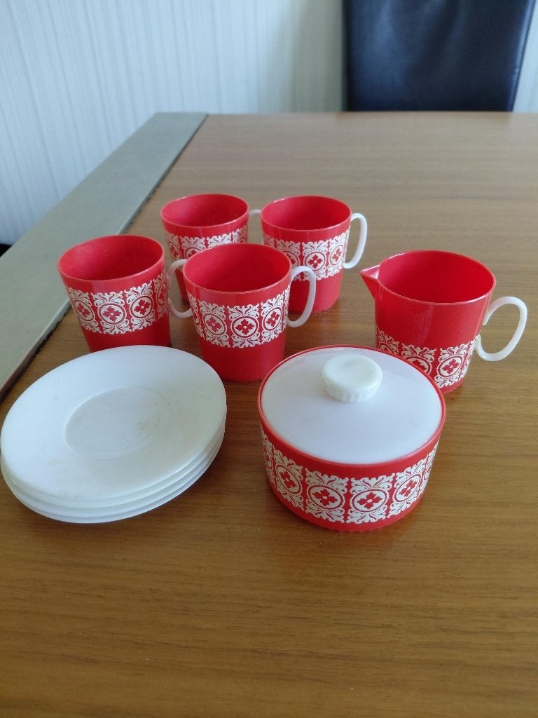 Kinderserviesje uit jaren '60. Kunststof., Ophalen of Verzenden, Gebruikt