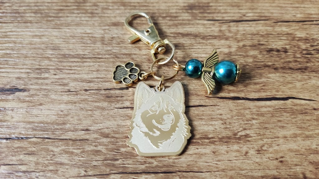 Hanger Alaska malamute RVS gold met beschermengeltje, Verzenden, Nieuw, Hanger