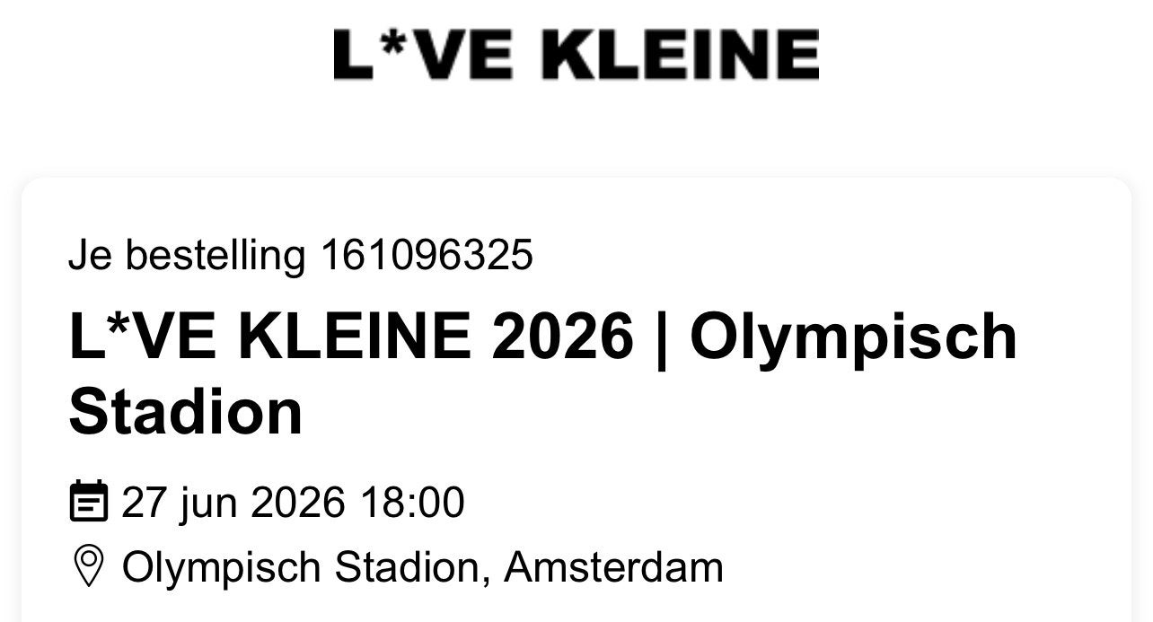 LIVE Kleine 2026 - STAANPLAATS - Olympisch Stadion, Eén persoon, Overige soorten