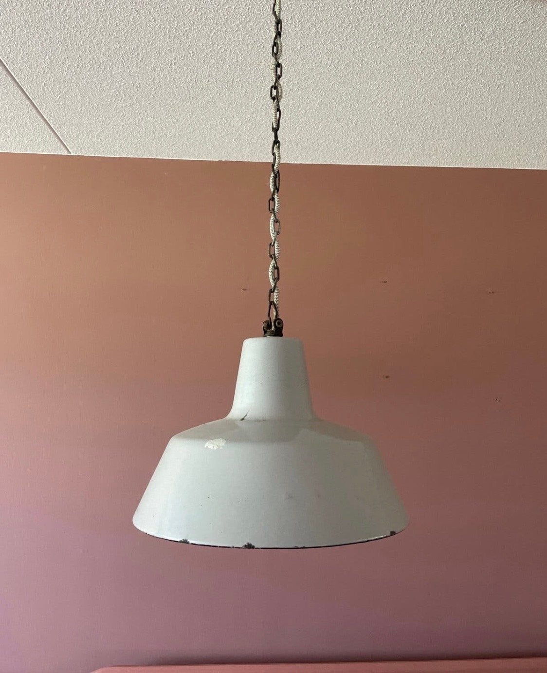 2x Vintage Philips Emaille Industriële Hanglampen, Ophalen