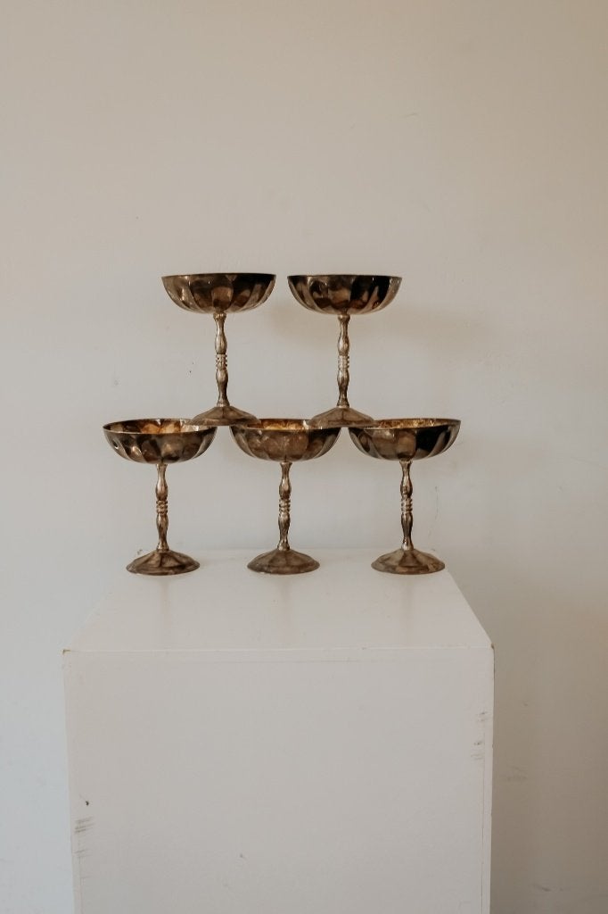 Verzilverde champagne coupes met gold plated binnenkant, Antiek en Kunst, Ophalen of Verzenden