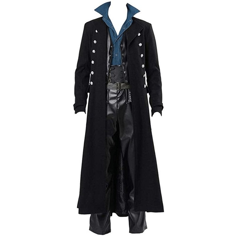 Lange heren zwarte steampunk jas (middeleeuwse trenchcoat), Kleding | Heren, Carnavalskleding en Feestkleding, Verzenden, Nieuw
