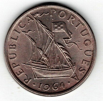 26-1655 Portugal 5 escudo 1964, Postzegels en Munten, Munten | Europa | Niet-Euromunten, Ophalen of Verzenden, Overige landen