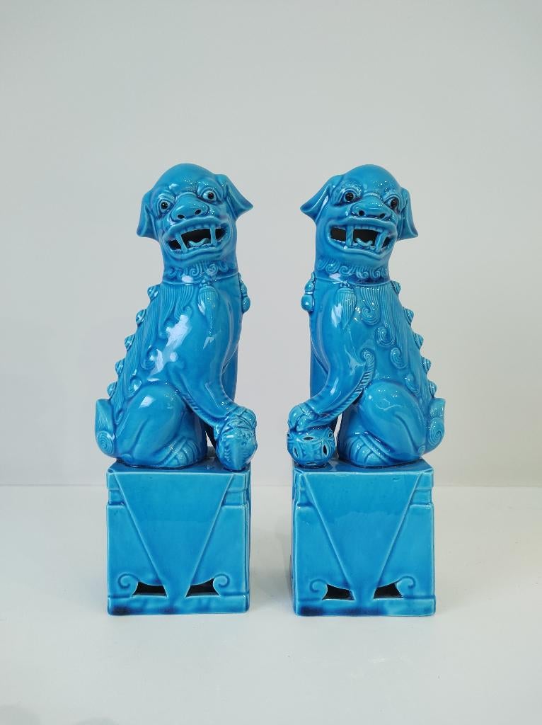 Geglazuurde beeldjes- China - Foo Dogs - tempelleeuwen, Antiek en Kunst, Ophalen of Verzenden